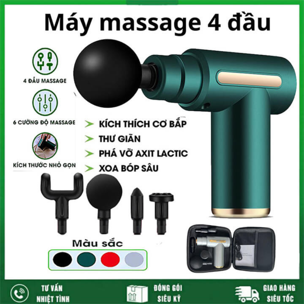 Máy massage cầm tay đa năng 6 cấp độ Máy massage cổ vai gáy giảm đau lưng nhức mỏi thư giãn cơ máy massage loại 4 đầu 6 chế độ