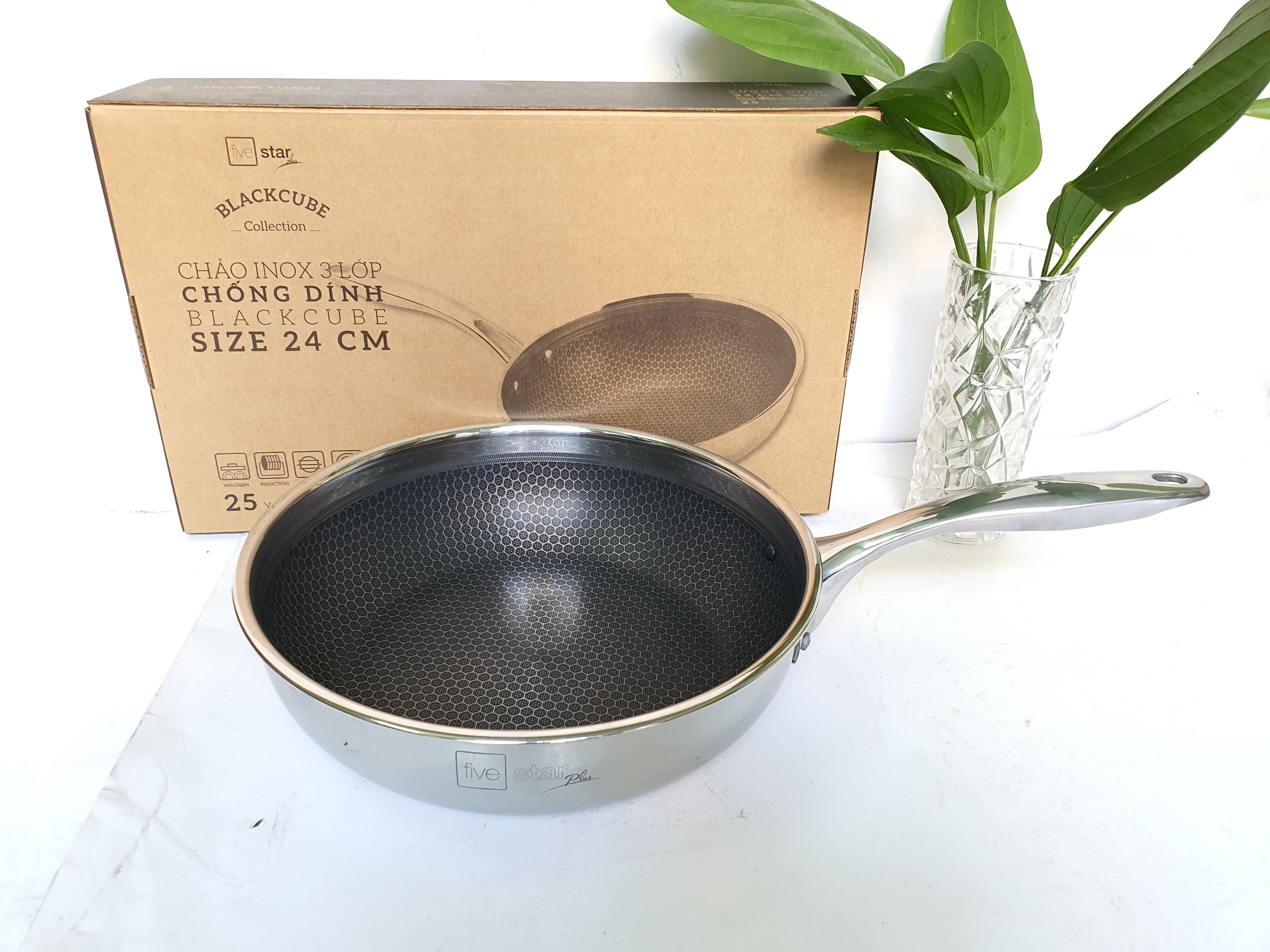 Chảo Sâu Lòng Blackcube Fivestar Inox 3 Lớp 24cm