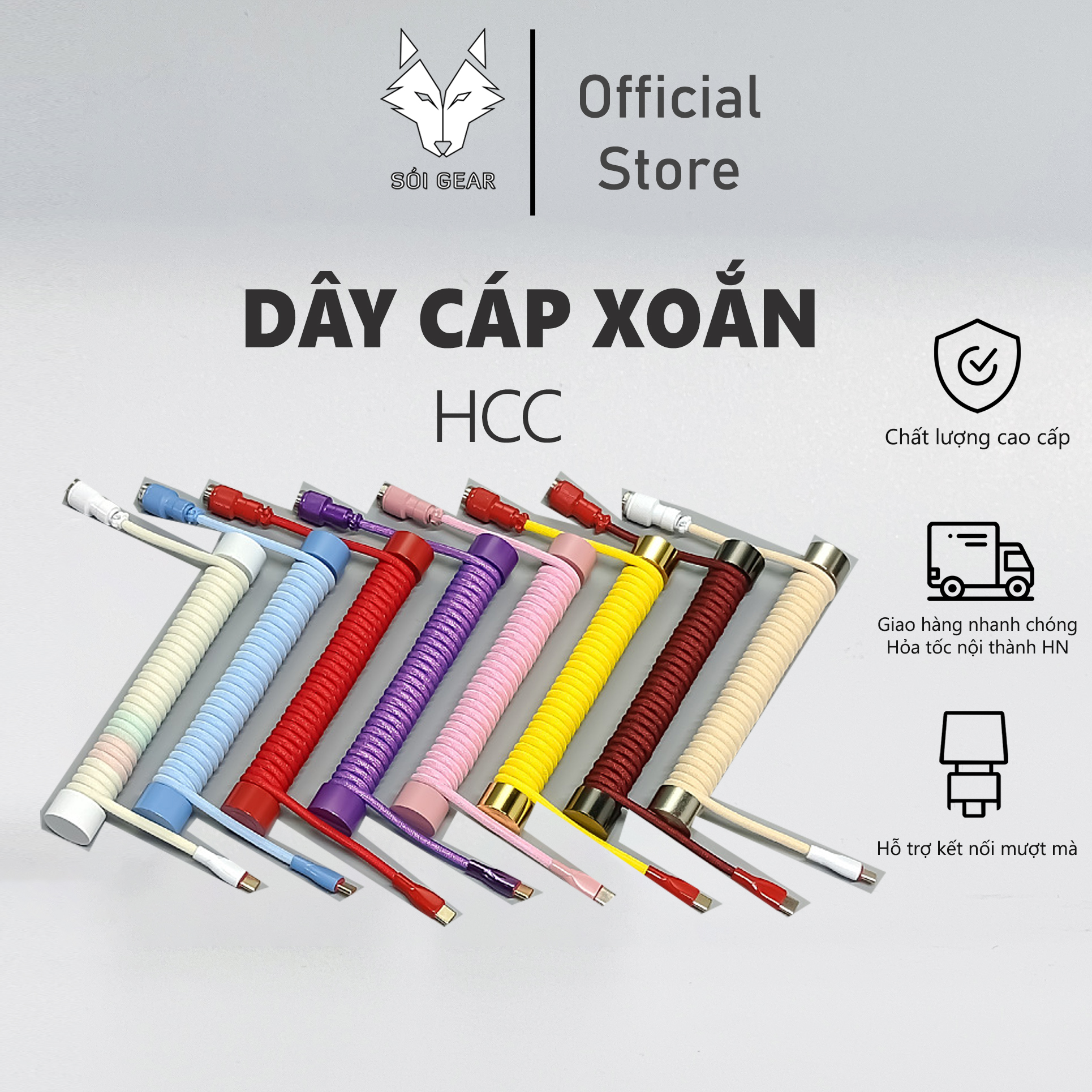 Dây cáp HCC | Dây cáp xoắn custom dành cho bàn phím cơ | Dây cáp Type C | Chất lượng cao