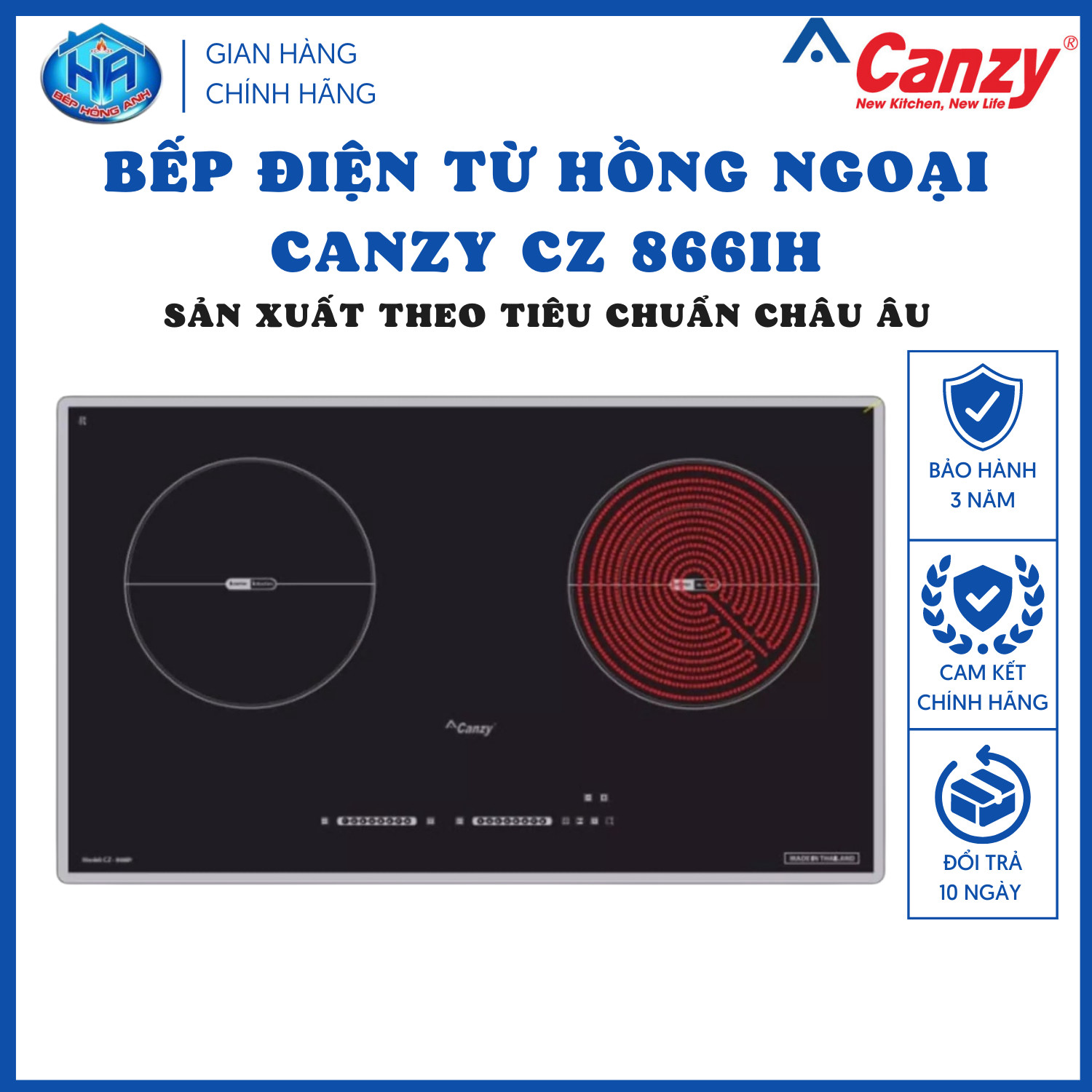 Bếp điện từ hồng ngoại 2 lò chuẩn Châu Âu CANZY CZ 866IH - Thiết Bị Bếp Hồng Anh