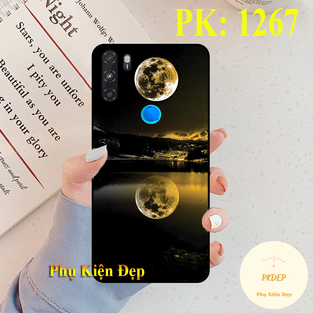 Ốp lưng Vsmart Active 3 dẻo đen in hình mặt trăng vàng