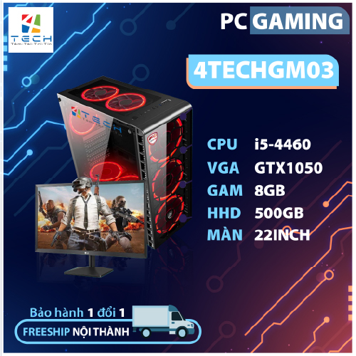 [Trả góp 0%]Bộ máy tính để bàn chơi Game VIP đời cao cấu hình khủng giá rẻ 4TechGM03 2019 Core i5 Ram 8GB HDD Vga 1050 PC Gaming kèm màn hình 22inch cho cá nhân quán net Club Games chuyên nghiệp thùng máy dễ nâng cấp đủ phím chuột wifi.