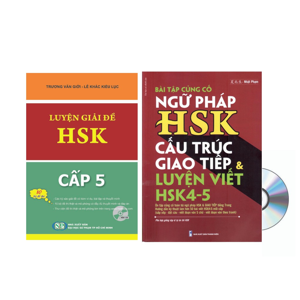 Sách-combo: bài tập ngữ pháp hsk cấu trúc giao tiếp & luyện viết hsk4-5 + luyện giải đề hsk cấp 5