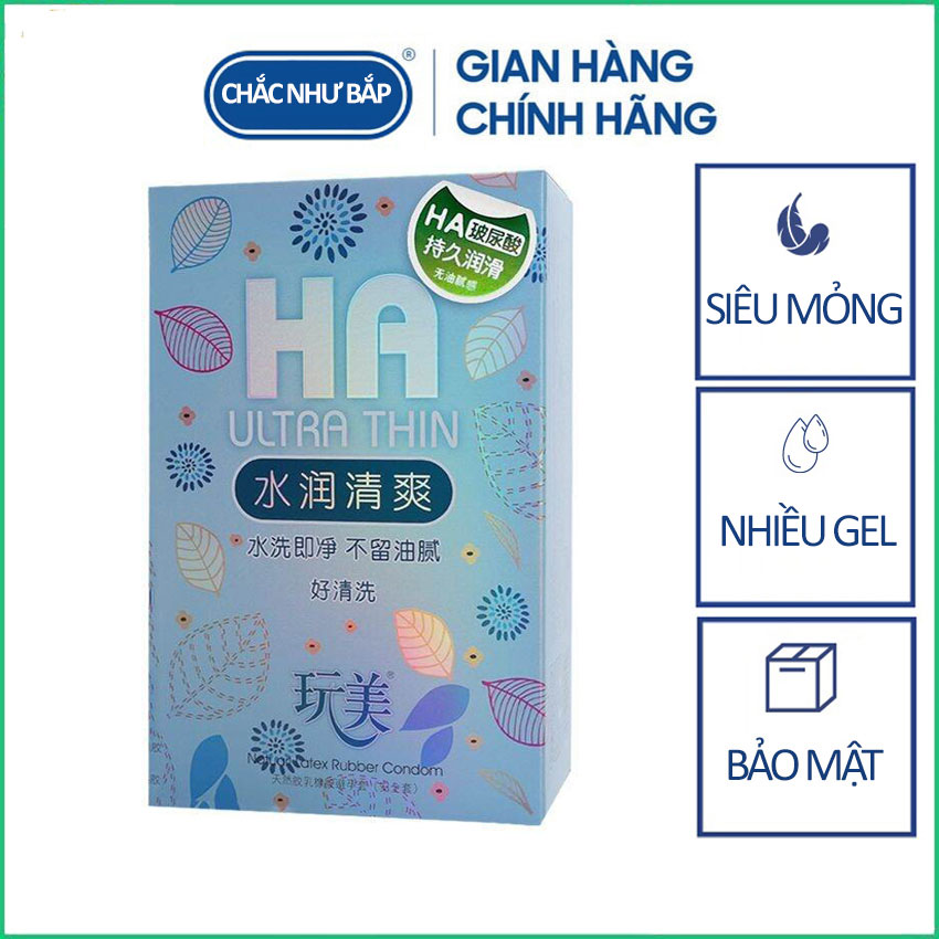 Bao cao su HA Ultra Thin siêu mỏng 0.02mm nhiều gel nội địa Trung hộp 100 bao - Có bán lẻ