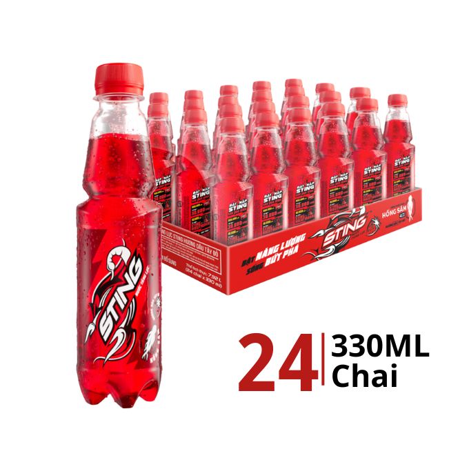 [ Hoả Tốc ] - Lốc 24 chai - Nước Tăng Lực Sting Hương Dâu 330ml