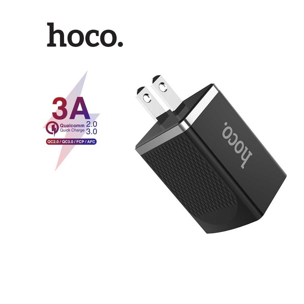 Củ sạc nhanh 3A Hoco C42 chuôi dẹt trang bị 1 cổng Usb phù hợp với mọi thiết bị