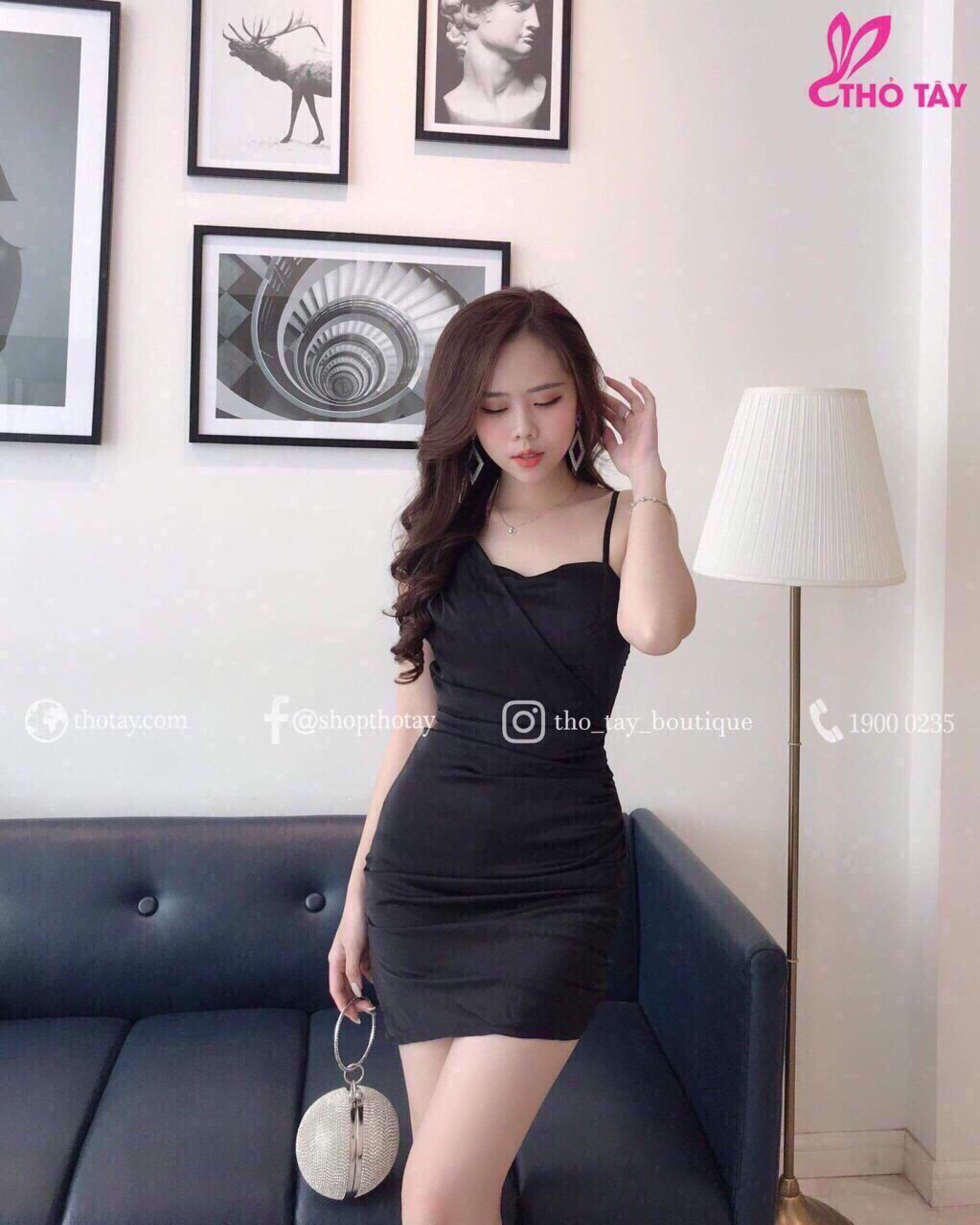 Đầm ôm 2 dây có mút ngực