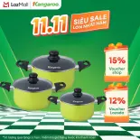 Bộ nồi nhôm 3 cái nắp kính Kangaroo KG993MX