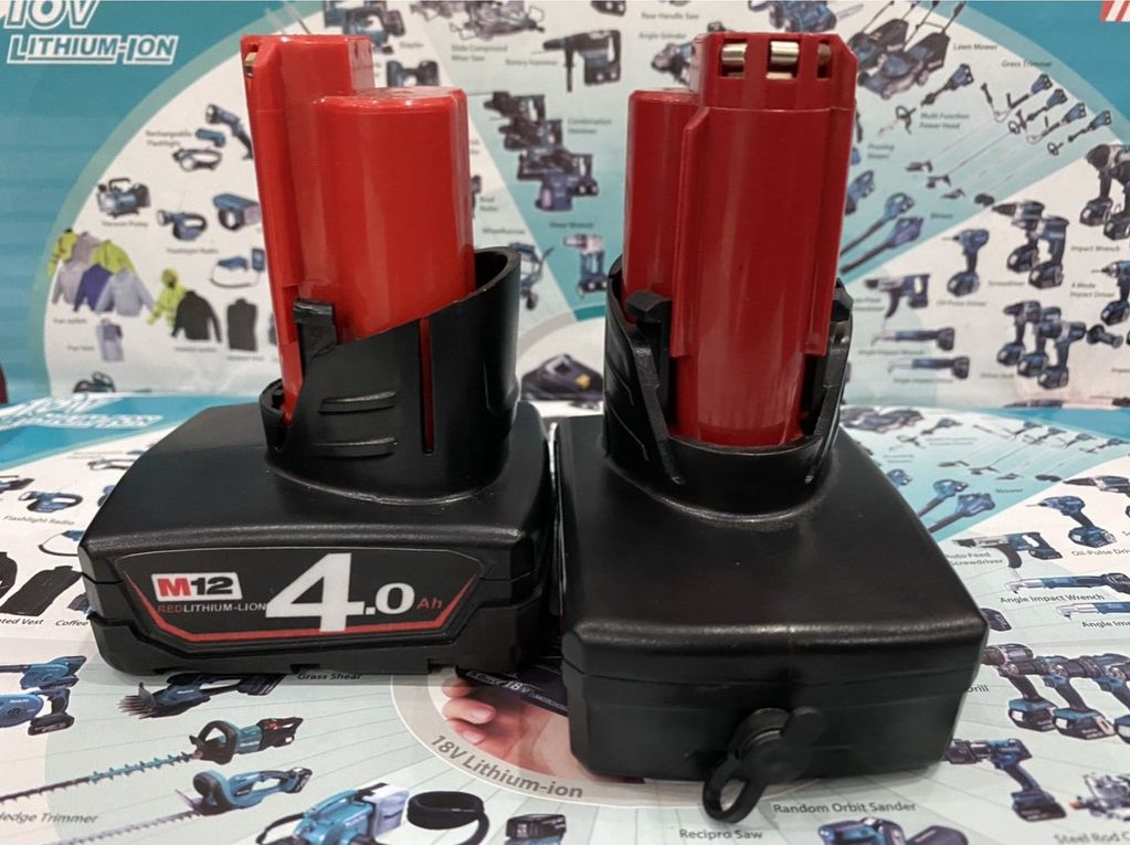 Pin đóng Milwaukee M12 Li-ion nhận sạc zin, đóng cell Samsung, VTC