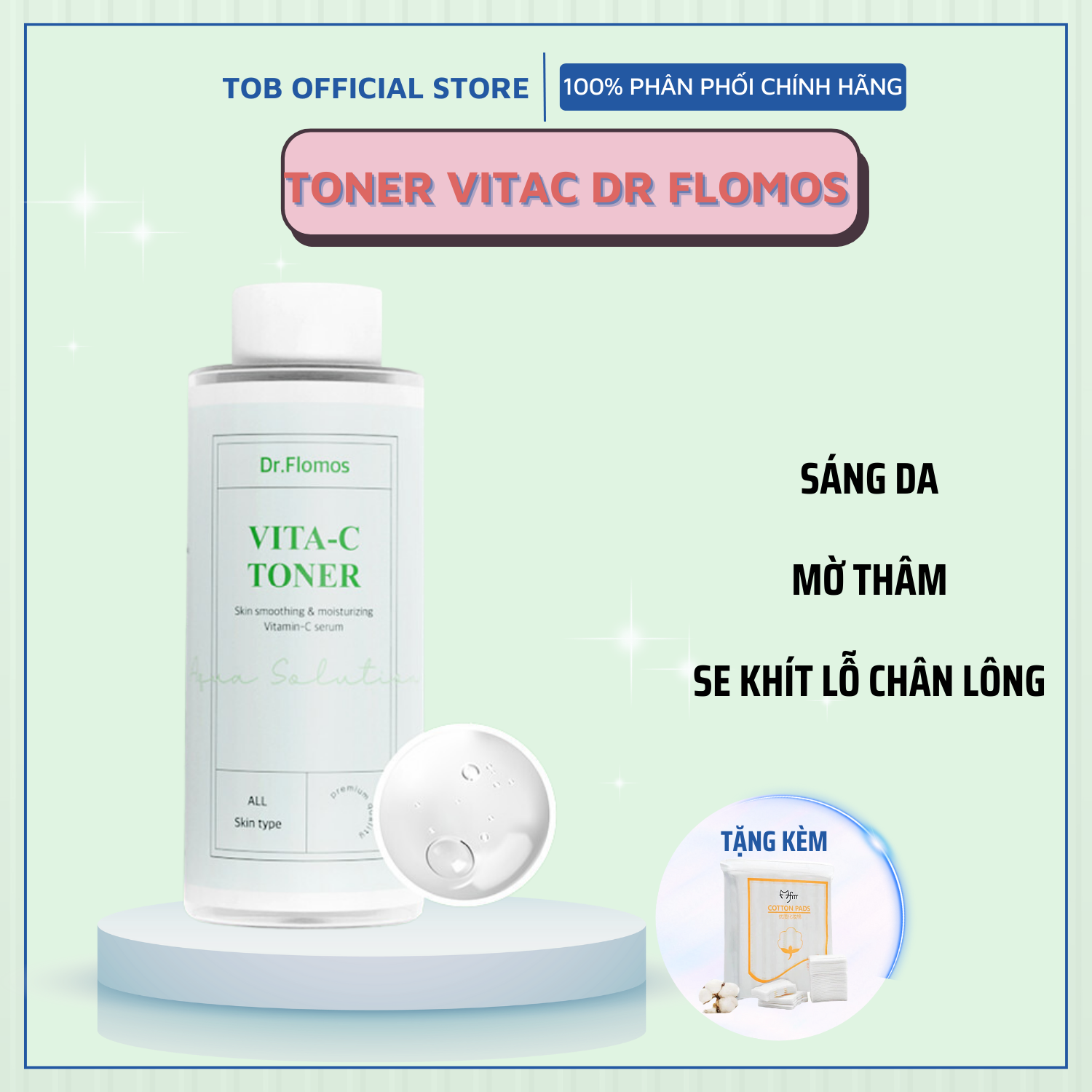 Toner vitac dr flomos 300ml dưỡng ẩm, sáng da, mờ thâm