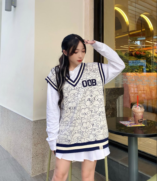 Áo gile len boo họa tiết pattern zookiz oob dáng rộng