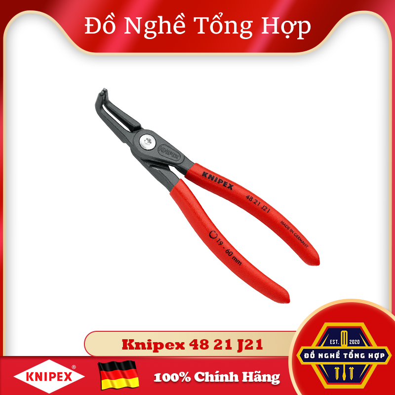 Kìm Mở Phe Trong Mũi Gài Cong 90° 165mm KNIPEX 48 21 J21 - Mở Phe Trong Ø19 – 60mm [Chính hãng Đức]