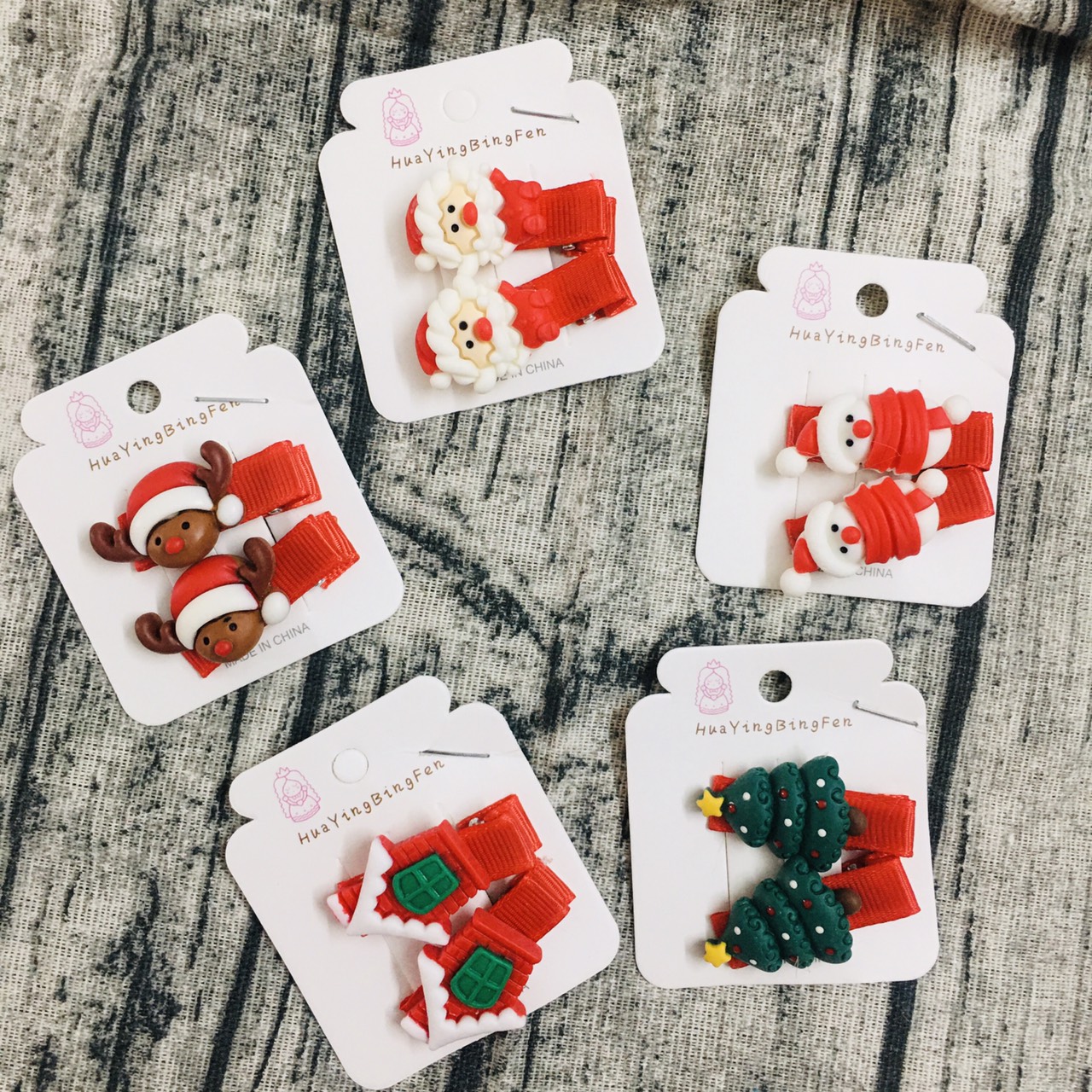 Set 10 kẹp tóc giáng sinh - kẹp noel cho bé dễ thương phong cách hàn quốc