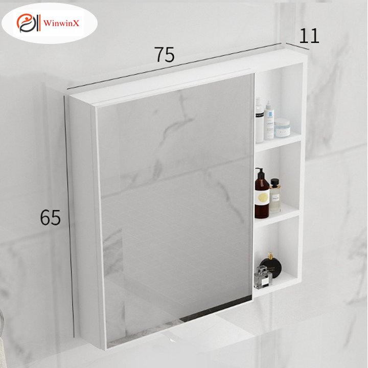 Tủ gương PVC phòng tắm, tủ gương treo tường cao cấp KORE099 - chịu nước không thấm nước, 2 màu trắng, đen phong cách Bắc Âu hiện đại sang trọng - WinwinX