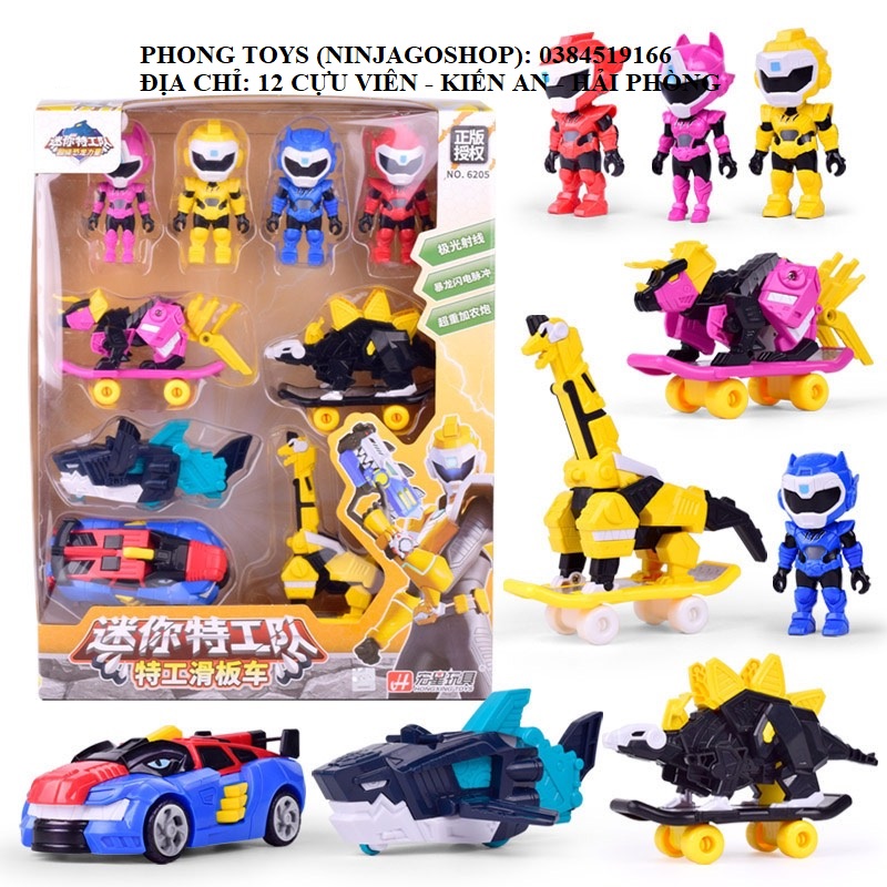 Đồ chơi đội siêu nhân nhí x volt robot khủng long megalodon cá mập lực lượng nhí miniforce 2