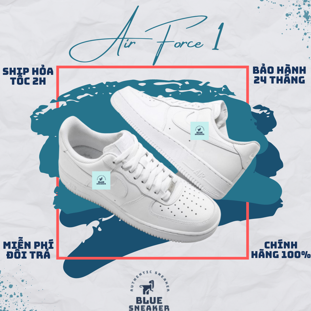 Giày AF1, Air force 1 chính hãng cho nam nữ, af1 all white bao check fullbox