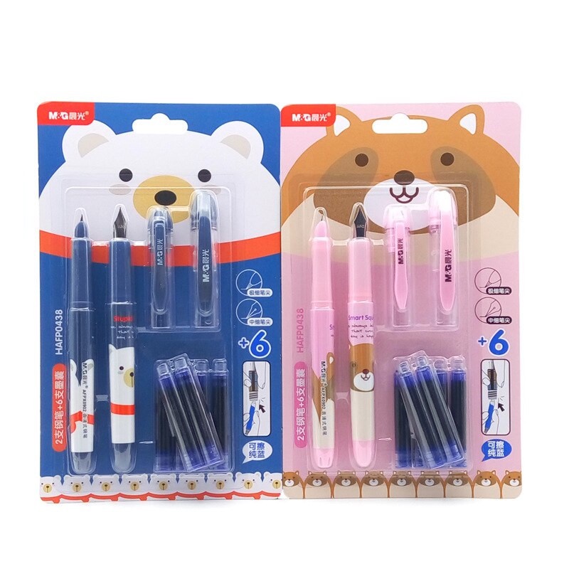 Bộ sản phẩm 2 bút máy + 6 ống mực m&g-hafp0438