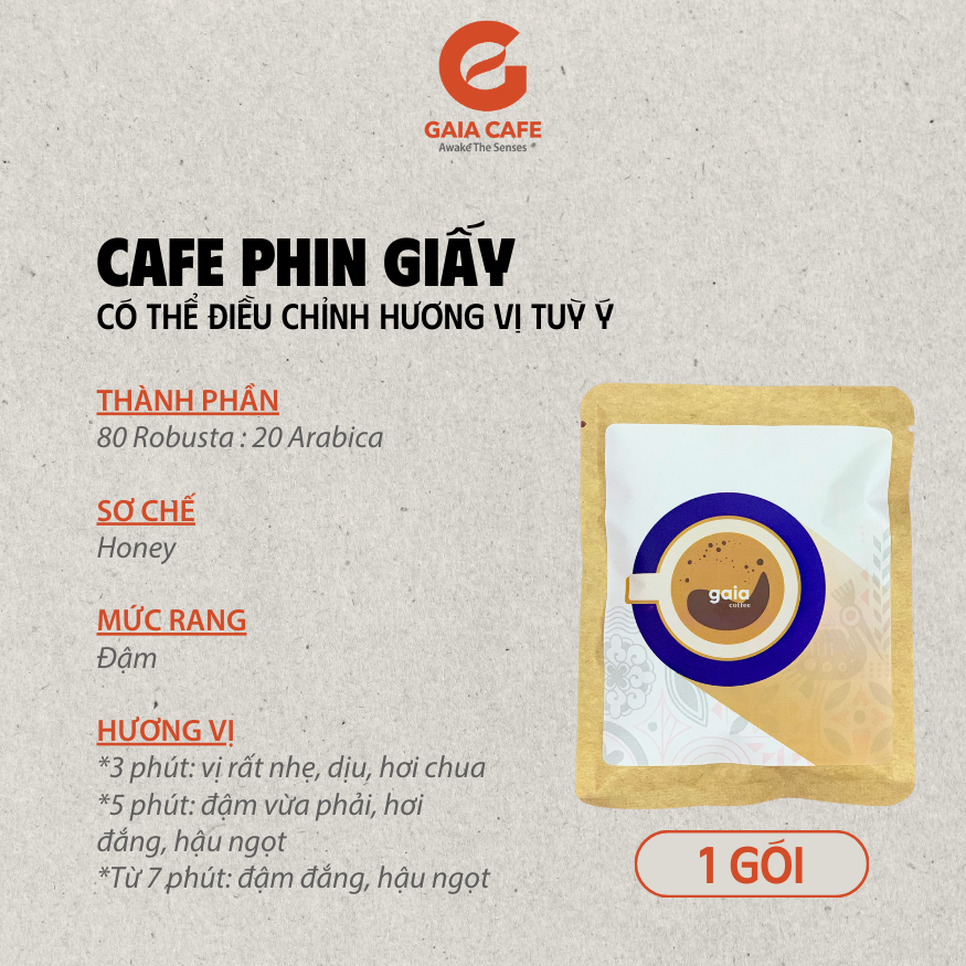 Cà phê phin giấy Gaia Cafe | Cafe Robusta và Arabica rang xay nguyên chất