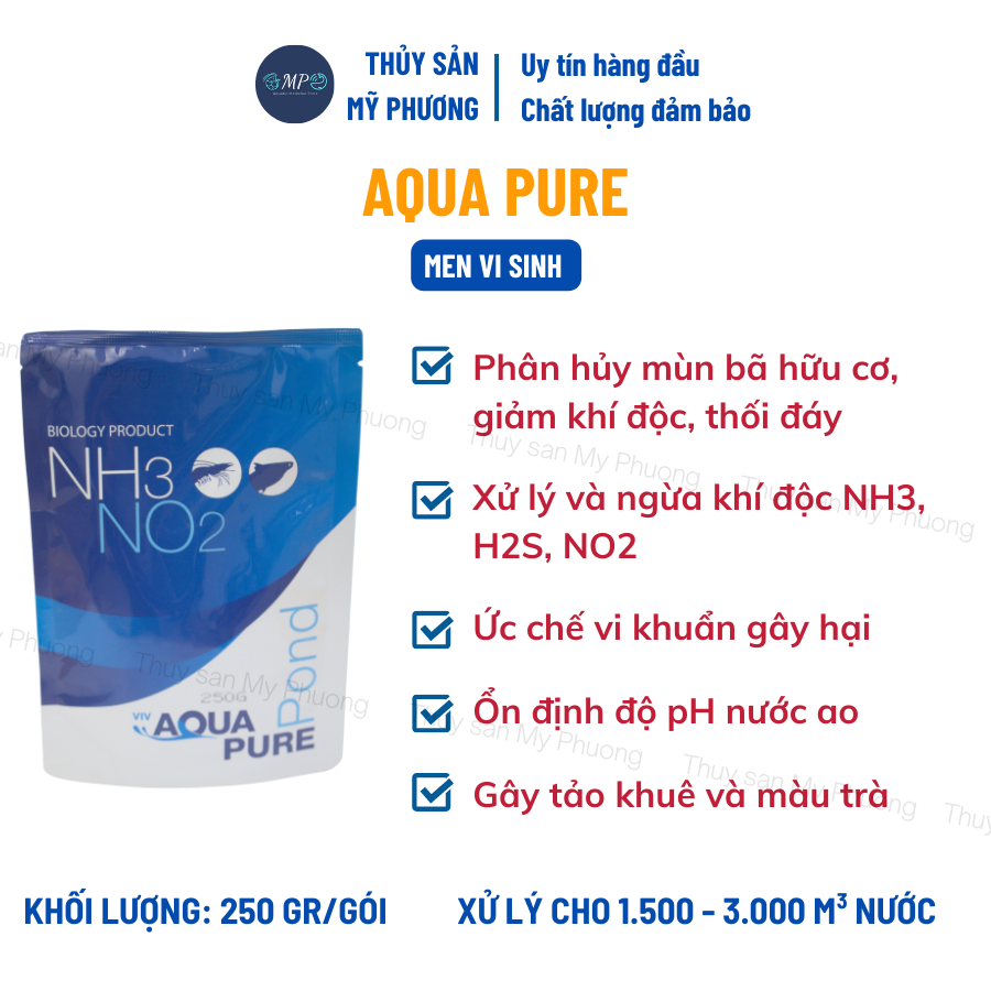 Men vi sinh nhập khẩu xử lý khí độc nước dơ đục diệt rong Aqua Pure gây màu tảo khuê trà ổn định ph tôm thẻ cá lươn ếch ốc baba
