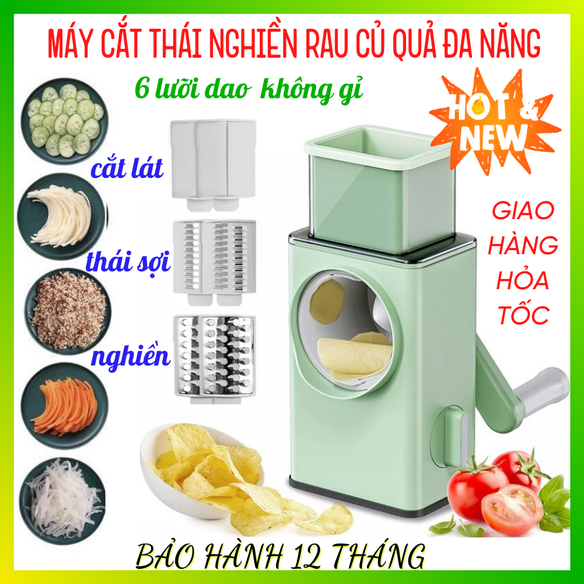[MẪU MỚI 2022] Máy Thái Rau Củ Quả Đa Năng 4 in 1 - Dụng Cụ Xay, Nghiền, Bào Sợi, Cắt Lát Hành Tỏi Ớt Bằng Tay, Máy Xoay Thịt Mini Cầm Tay, Để Bàn, Sạc Pin Tiện Lợi.