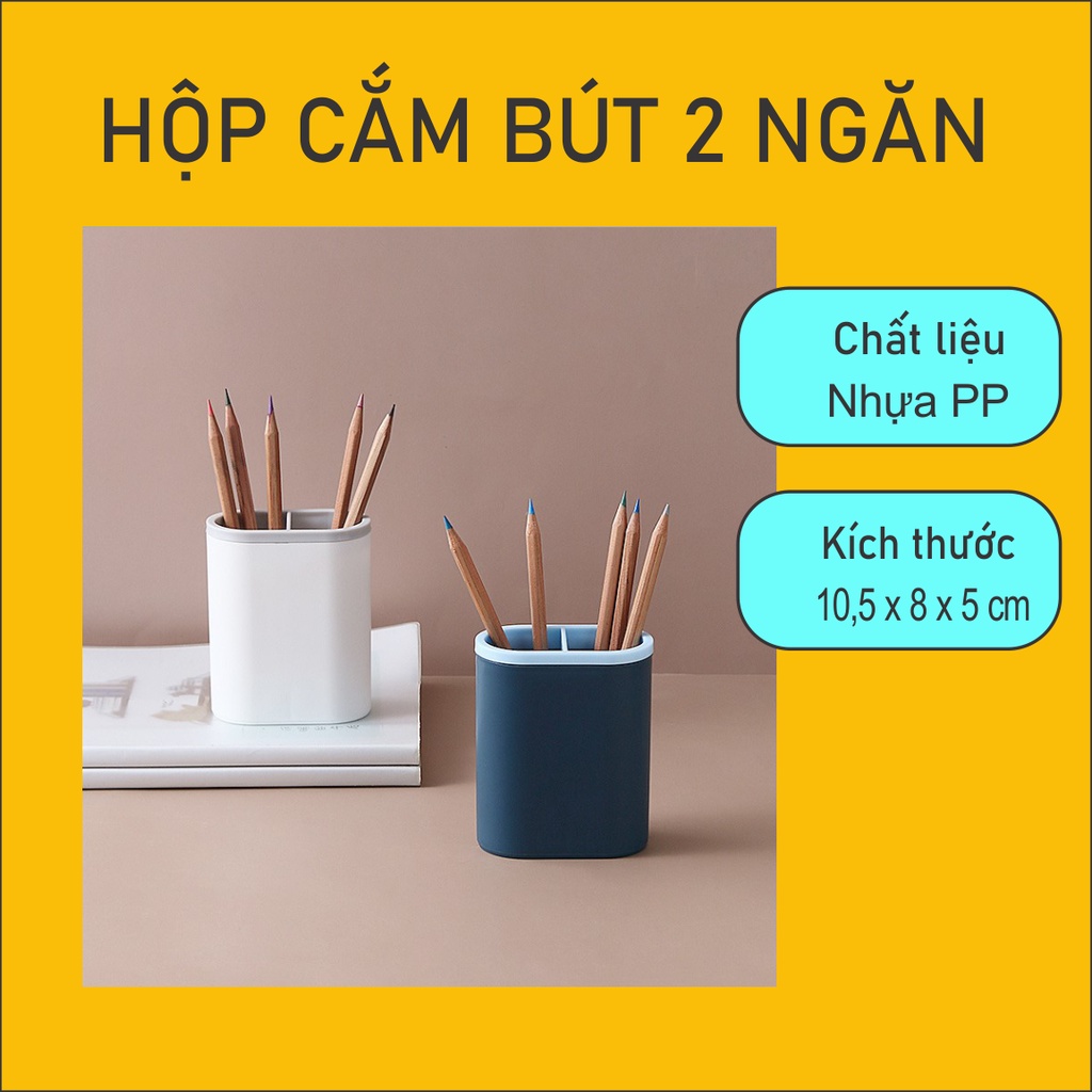 Hộp cắm bút nhựa PP 2 ngăn