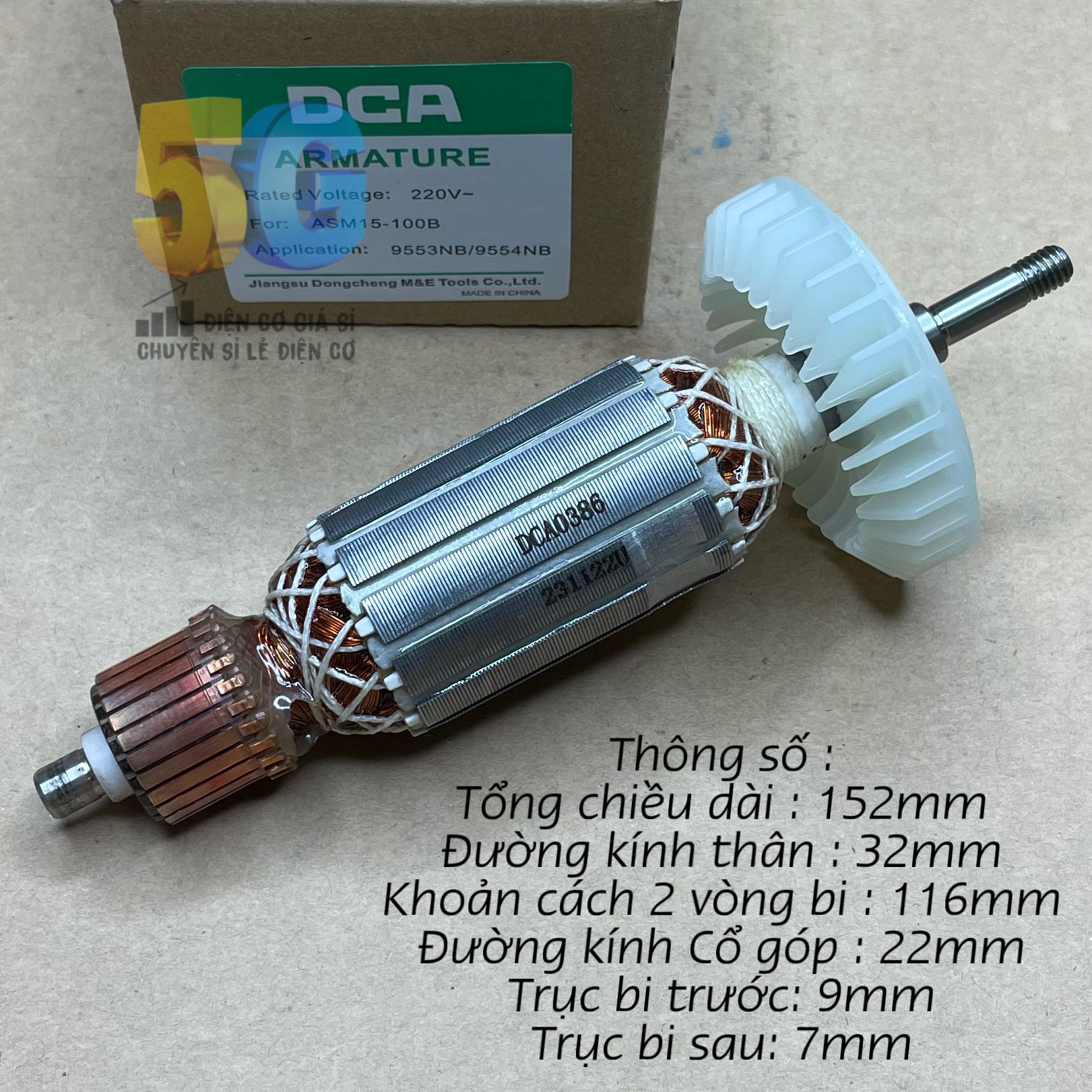 Rotor máy mài makita 9553 - 9554 - 9555 hoặc mài dca asm15-100 các dòng tq cùng thông số dùng chung