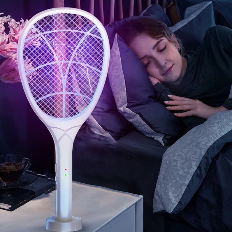 Vợt muỗi đa năng 3000V có lớp chống giật - vợt muỗi thông minh mặt vợt lớn lên tới 25cm (sử dụng như đèn ngủ bắt muỗi)