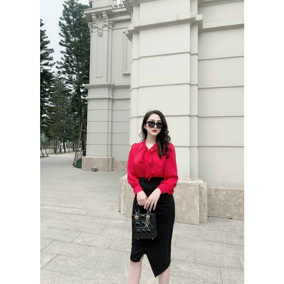 Set đầm sơ mi bộ liền cao cấp dáng dài dự tiệc sang trọng Nancy A42
