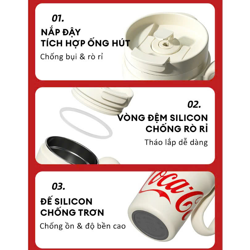 Ly Giữ Nhiệt Inox 316 GERM Coca-Cola Dung Tích Lớn 750ml/1200ml - GE-CK23AW-B63/GE-CK23AW-B71