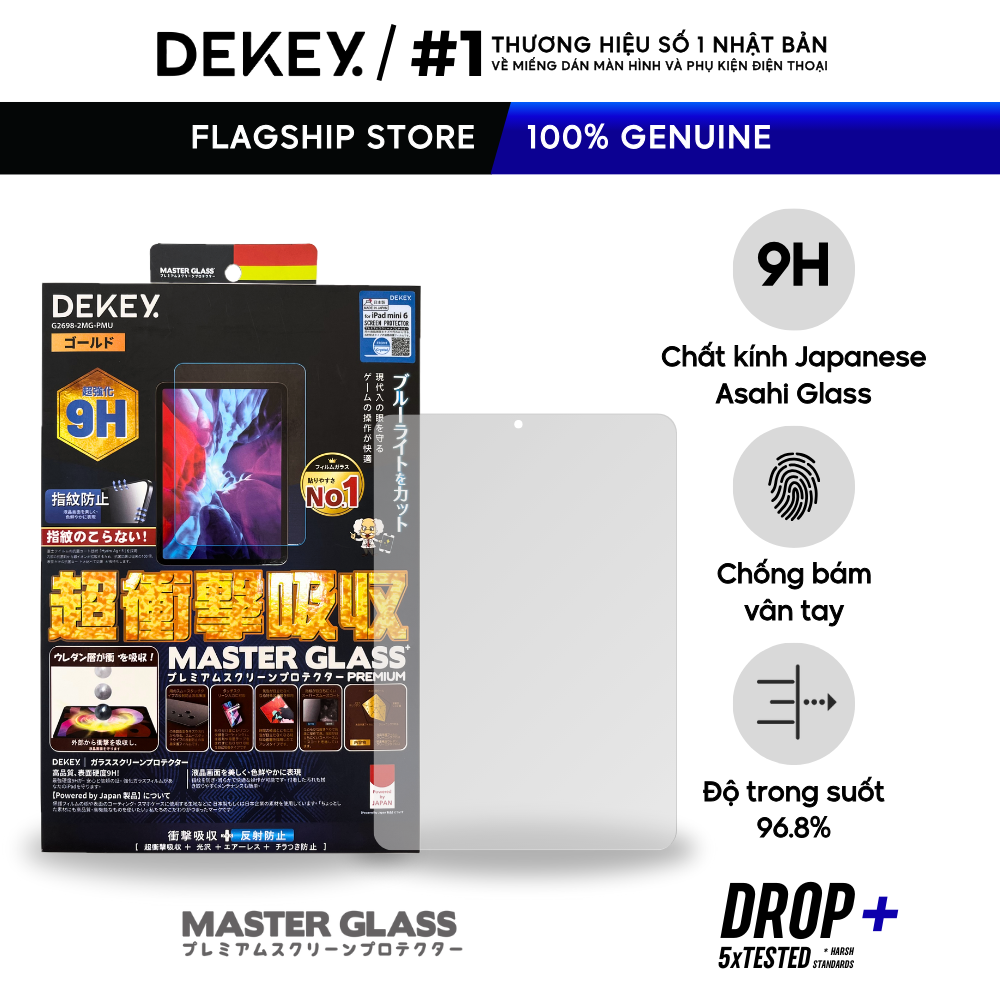 Kính Cường Lực Máy Tính Bảng 9H DEKEY Master Glass Premium Dán Cho iPad 7.9 - 8.3 - 9.7 - 10.2 - 10.5 - 10.9 - 11 inch Siêu Trong Suốt Không Viền