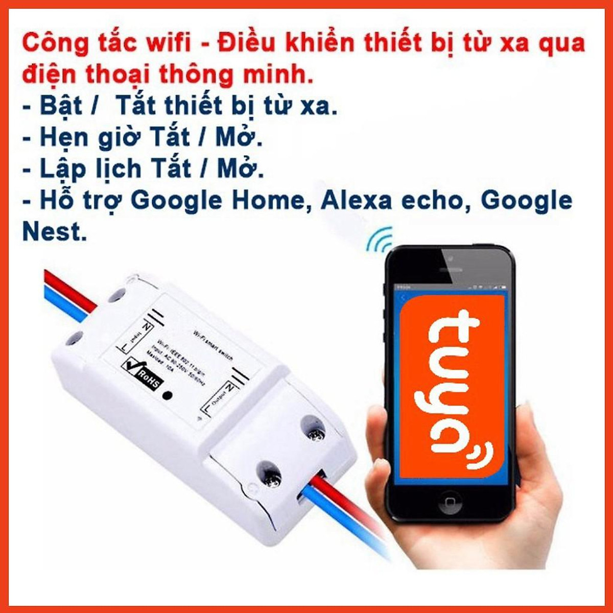 Công tắc thông minh điều khiển từ xa qua wifi, 3g, 4g