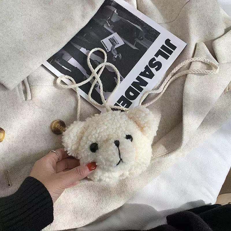 Túi đeo chéo hình con gấu lông mềm xinh xinh dễ thương