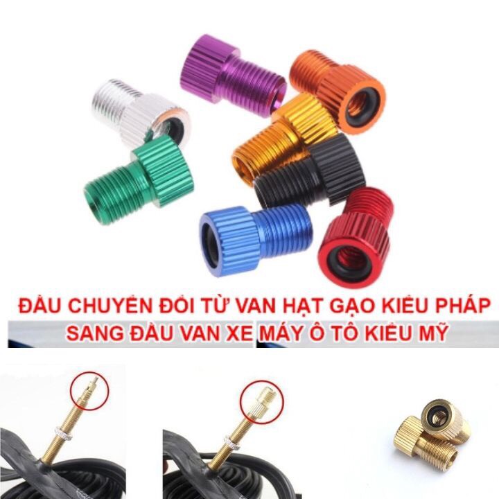Đầu vòi bơm, đầu chuyển đổi van xe đạp sang van xe máy,van pháp sang van mỹ - giá 1 cái