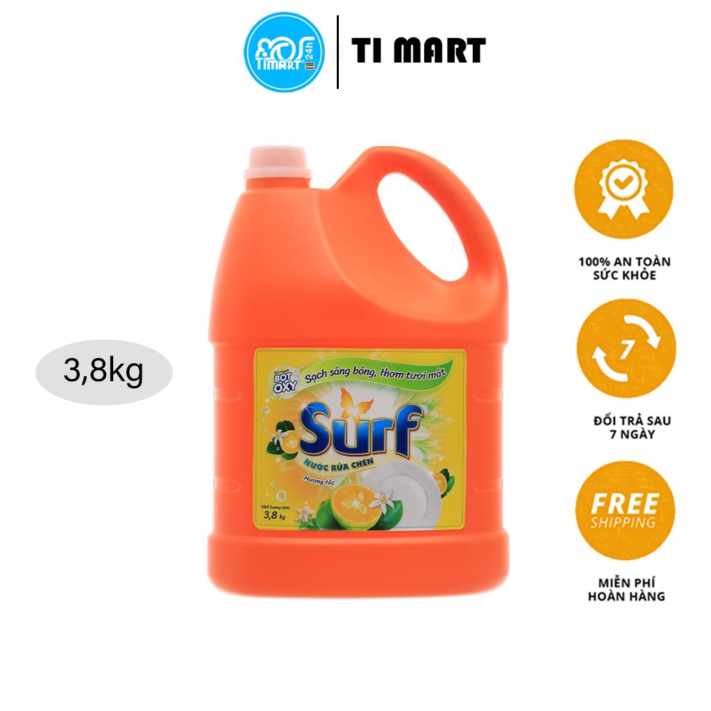 Nước rửa chén Surf hương tắc dịu nhẹ can 3.8kg