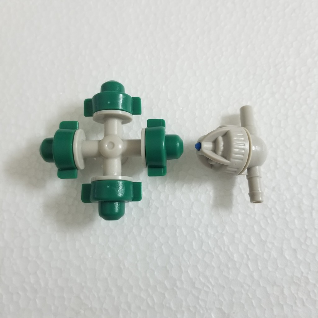 Béc phun sương 4 hướng - 4 tia - 4 cửa kèm Van Chống Rỉ - Bù Áp - Chống Nhỏ Giọt trắng