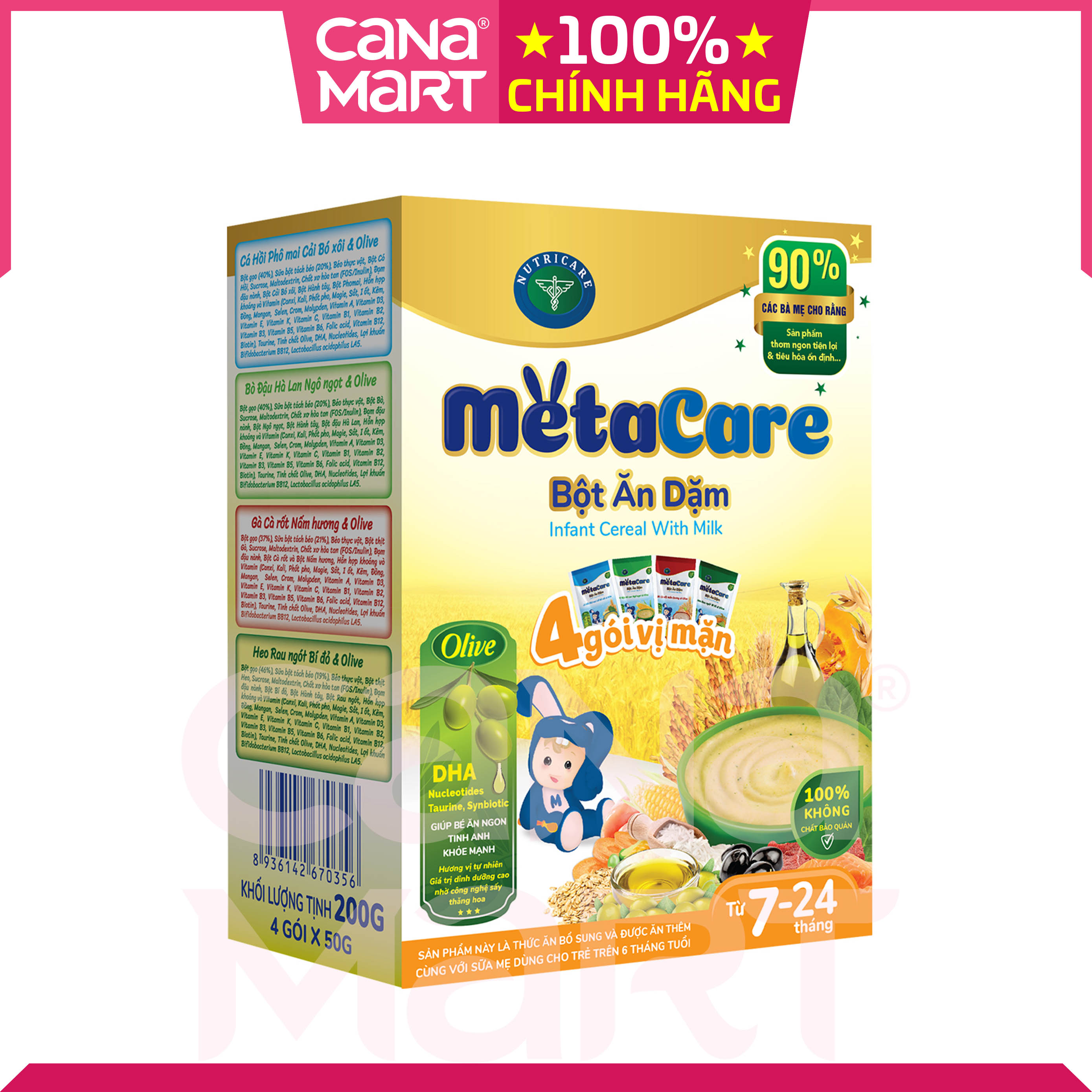 Bột ăn dặm Metacare 4 gói vị mặn