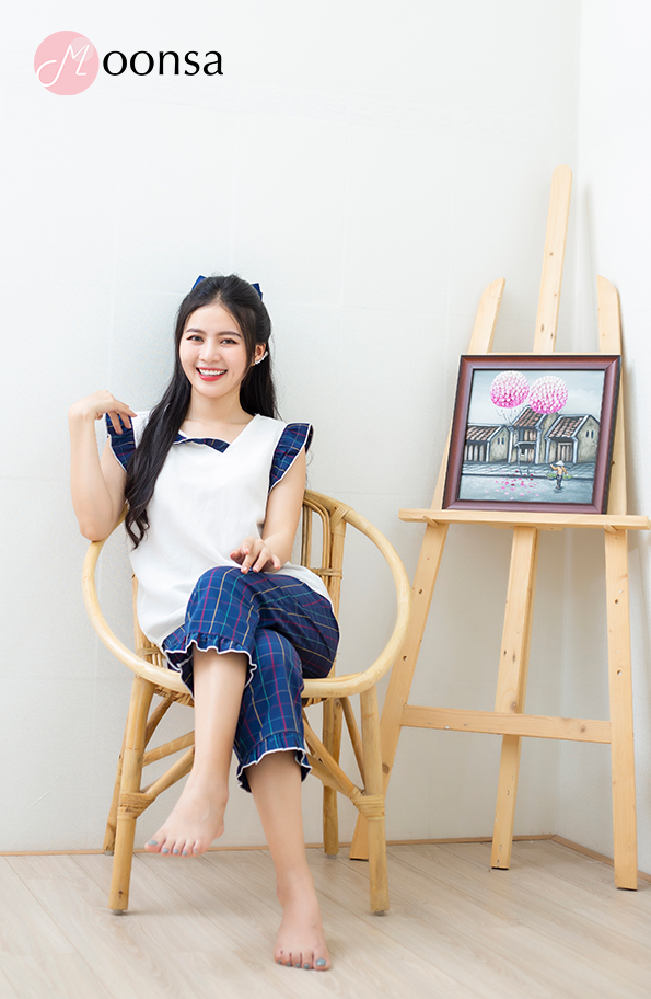 Bộ đồ ngủ kate đũi Caro Duyên Dáng