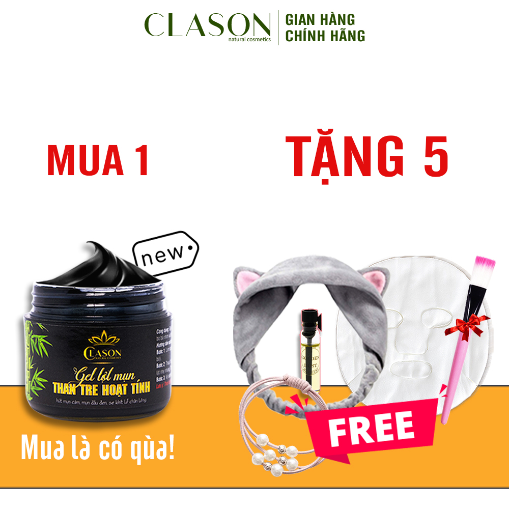 Gel lột mụn than hoạt tính Clason hỗ trợ lột mụn đầu đen, hút mụn cám toàn mặt hộp 50gr kèm bộ 5 quà tặng hấp dẫn