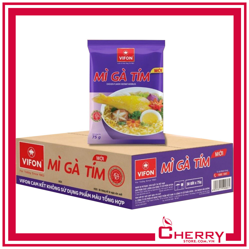 Thùng 30 gói mì gà tím Vifon gói 75g