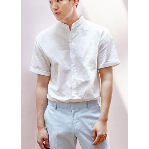 [REPLY] Áo sơ mi nam cổ tàu nút cài tay ngắn chất cotton - có size lớn XXL REPLY1992