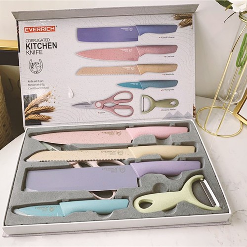 Bộ dao kéo nhà bếp cao cấp – Bộ dao kéo kháng khuẩn 6 món – Set dao chống gỉ - Cán dao bằng nhựa lúa mạch - An toàn cho sức khỏe gia đình bạn – Bảo hành uy tín 1 đổi 1