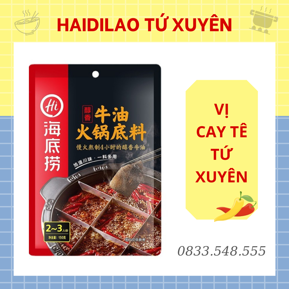 Cốt Lẩu Tê Cay Haidilao Truyền Thống, Gói Gia Vị Lẩu Tứ Xuyên Vị Tê Cay Nồng, Ăn Kèm Đậu Phụ Phomai Rất Ngon