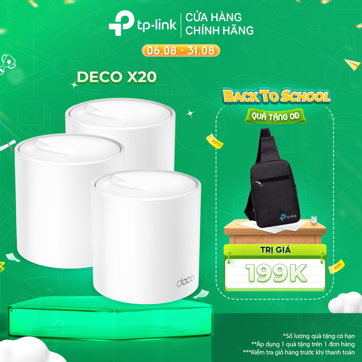 [Trả góp 0%]Bộ Phát Wifi Mesh TP-Link Deco X20 Wifi 6 AX1800
