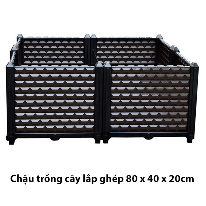 CHẬU LẮP GHÉP THÔNG MINH TRỒNG CÂY, HOA, RAU (80cm x 40cm x 22cm) - Shop vật tư nông nghiệp