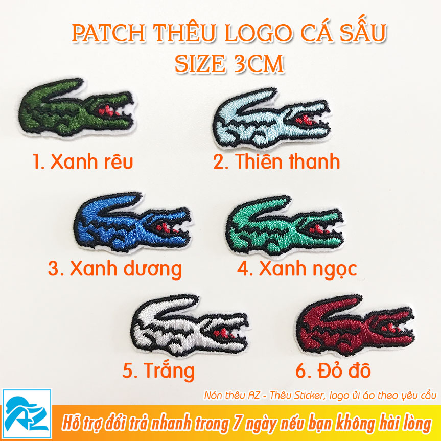 Patch vải ủi áo thun thêu hình logo cá sấu S59