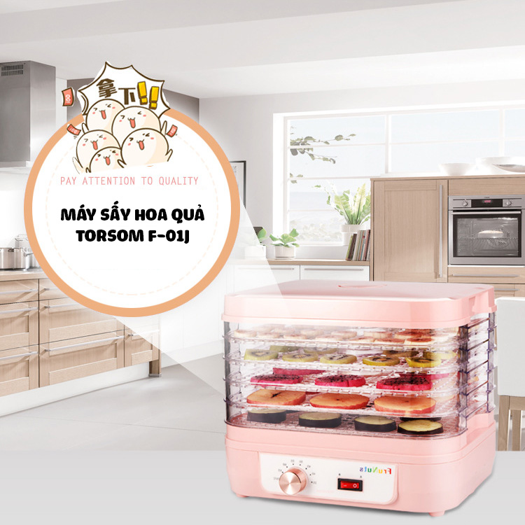Máy sấy hoa quả thịt thực phẩm 5 tầng TORSOM L01-J tiện lợi nhỏ gọn dễ sử dụng