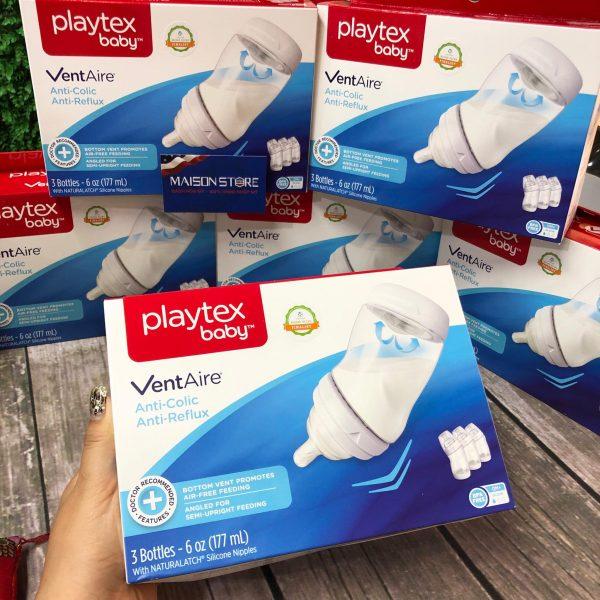 Bộ 3 Bình sữa Playtex VentAire cổ cong chống sặc 177ml không chứa BPA / có hoá đơn mua hàng tại mỹ