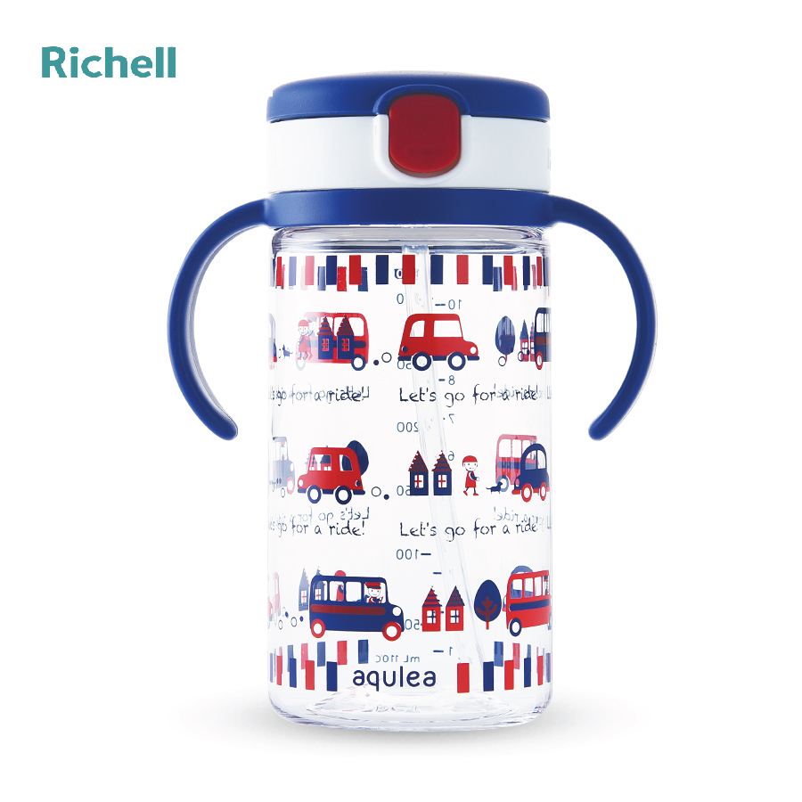 Bình ống hút aq richell 320ml xanh ride