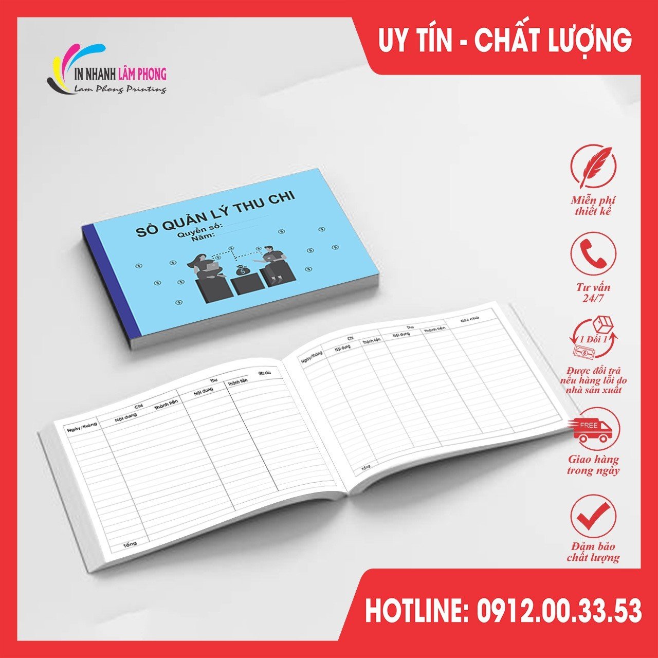 Sổ thu chi, sổ thu chi cá nhân, sổ thu chi bán hàng in ngang
