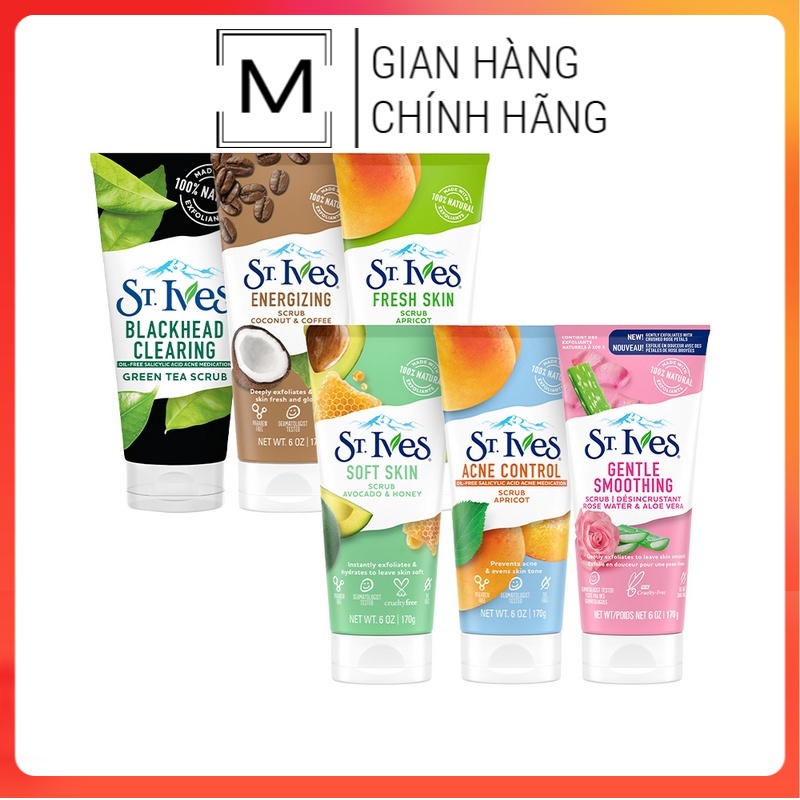 Sữa rửa mặt tẩy tế bào da chết St.Ives 170g/ sữa rửa mặt dưỡng ẩm dành cho da khô, mụn